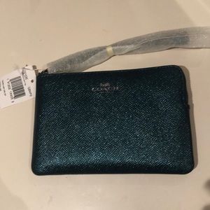Coach wristlet dark teal (glitter)